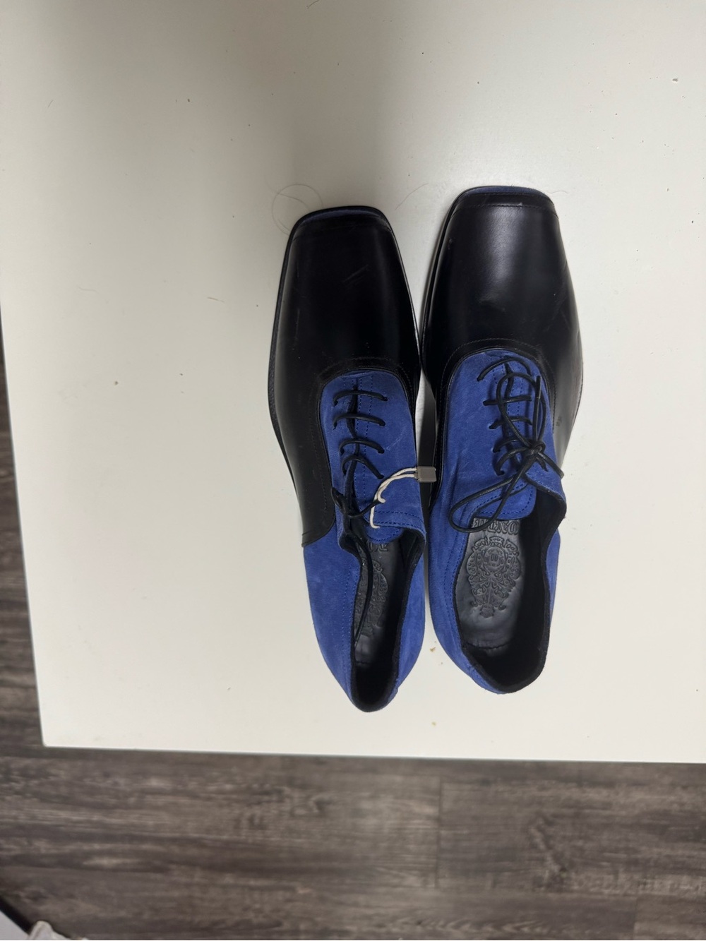Black and Blue Lace-Up Derby Shoes